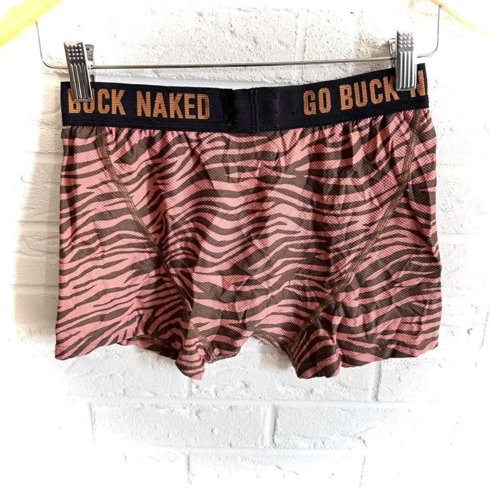 🚨4/$25 Duluth Trading Co. Orange Zebra Buck Naked Short Boxer Briefs Size Small